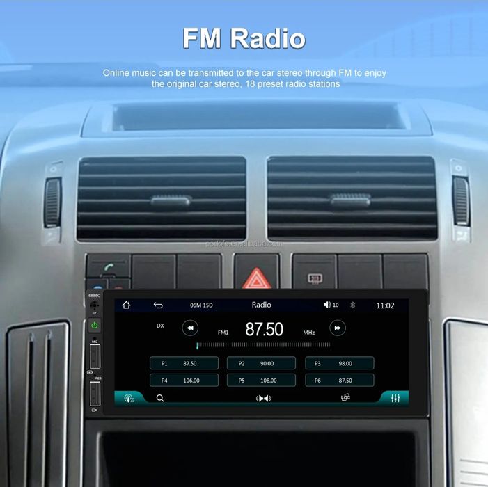 Rádio 1din 6,86" Android Auto e Carplay + Microfone NOVO