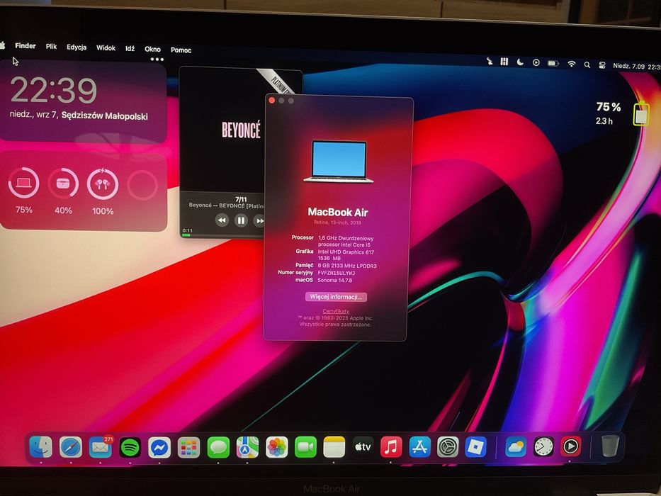 MacBook Air 13 Silver 2019 (bardzo dobry stan)