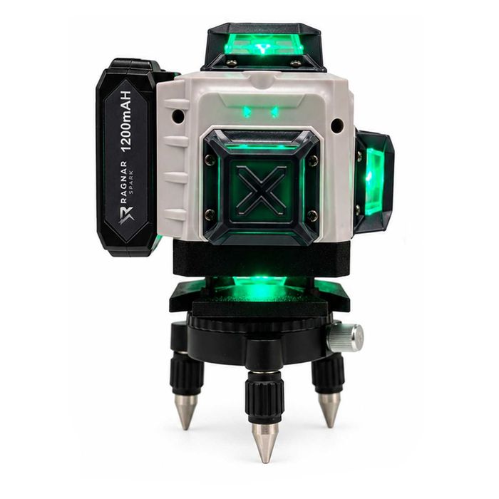 Laser krzyżowy zielony 4D 360° 16 linii Ragnar Spark, samopoziomowanie, akcesoria, walizka
