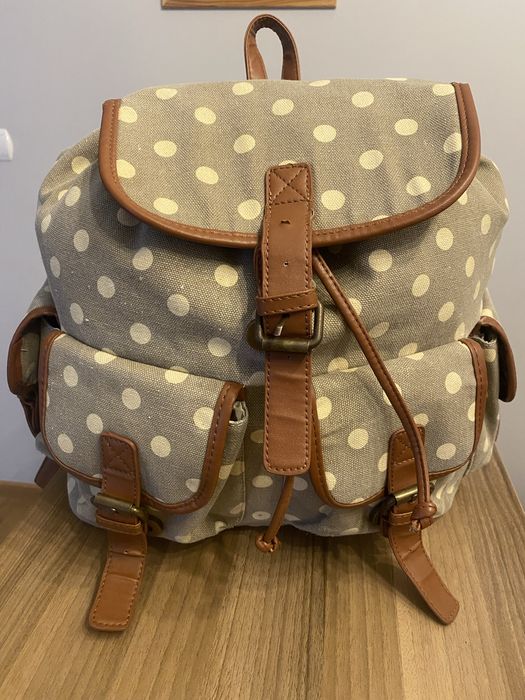 Plecak brezentowy w groszek stylu vintage