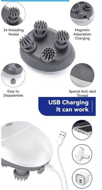 Електричний масажер для тварин (USB, 4 головки, для котів і собак)