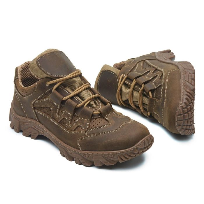 Тактичні літні шкіряні кросівки з перфорацією кроссовки тактические