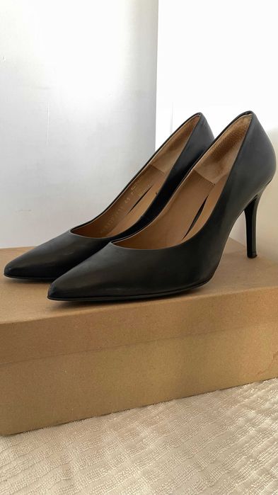 Czarne skórzane czółenka na szpilce Ryłko 41 sexy