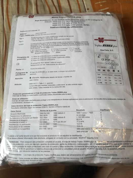 Roupa protecção para produtos químicos Portes grátis