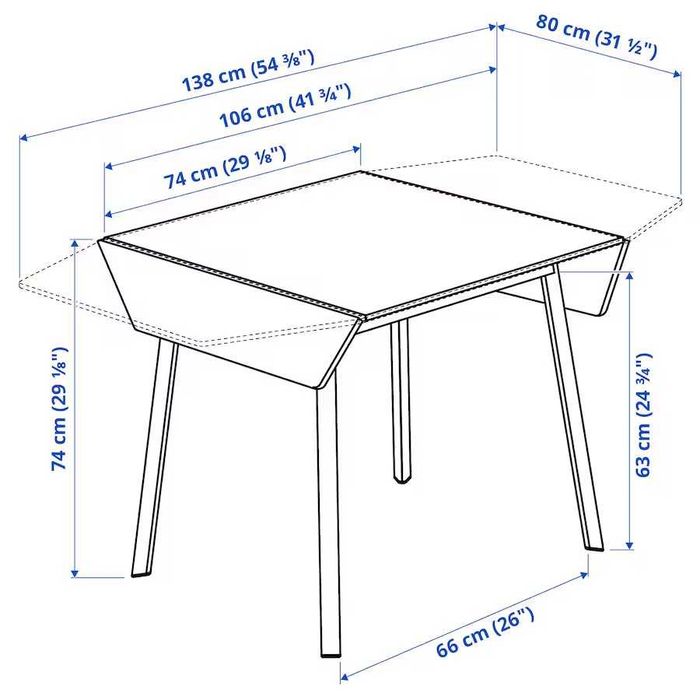 IKEA stół z opuszczanym blatem bambus / biały stolik