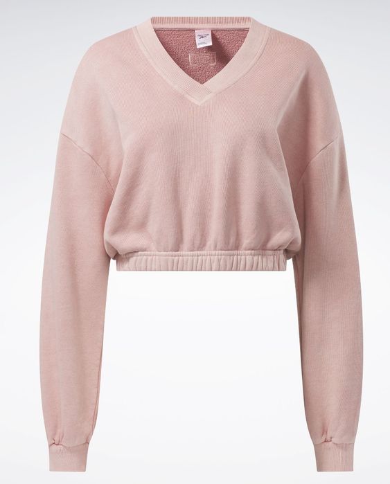 Reebok różowa bluza bawełniana damska krótka l 2axb2_a tła