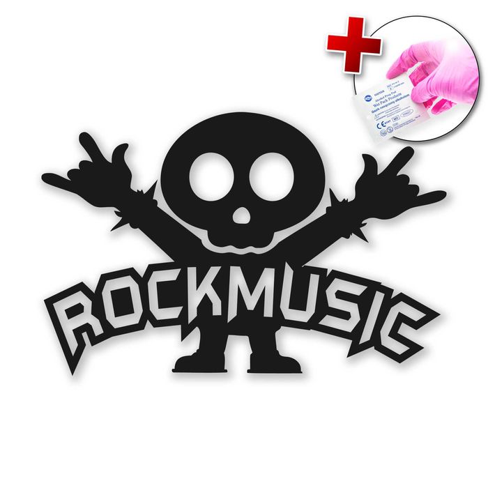 Naklejka ROCK MUSIC - na laptopa, zderzak, lusterko, kask, szybę