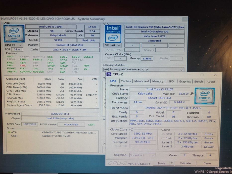 Компьютер Lenovo ThinkCentre M710q USFF 8Gb DDR4 Win 10/11 неттоп