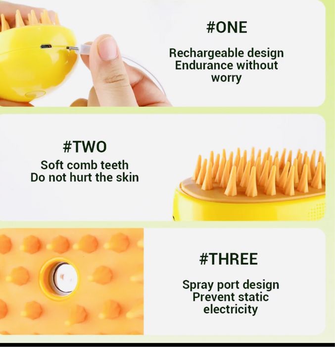 Щітка парова для котів та собак, гребінець