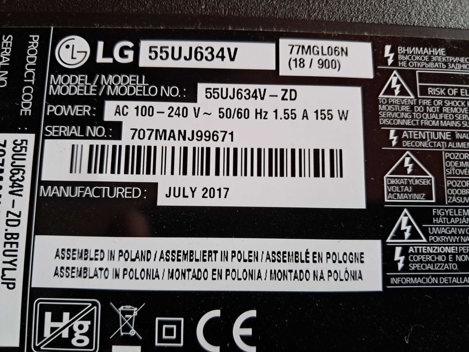 televisão LG55UJ634V