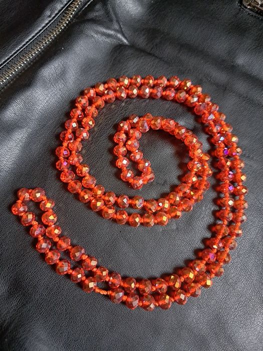 Naszyjnik korale vintage szkło fasetowane kryształowe aurora borealis