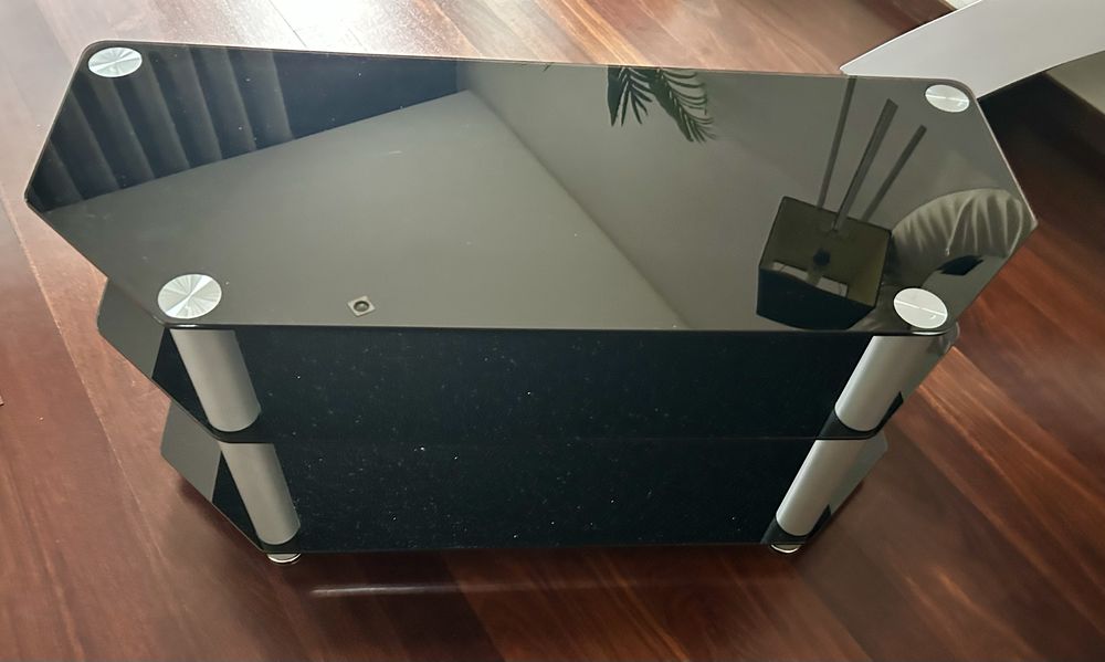 Mesa televisão em vidro temperado preto como Npva