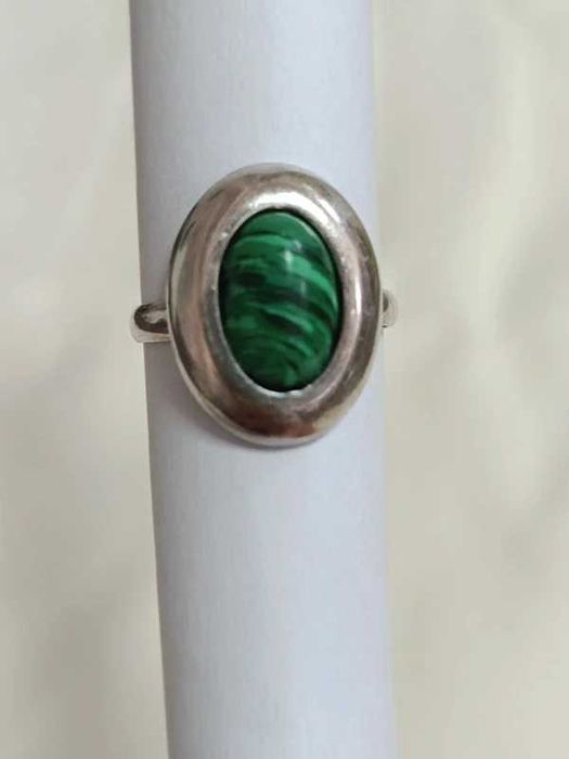 pierścionek srebro i malachit