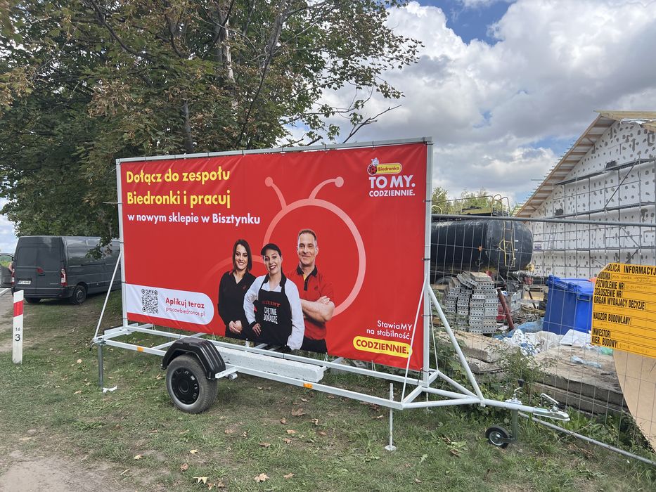 REKLAMA MOBILNA, przyczepka - laweta reklamowa