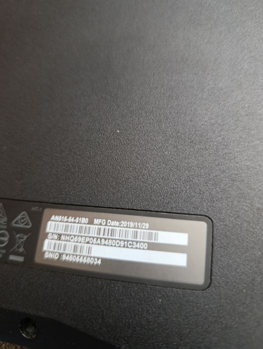 Uszkodzony laptop gamingowy Acer AN515.54.51