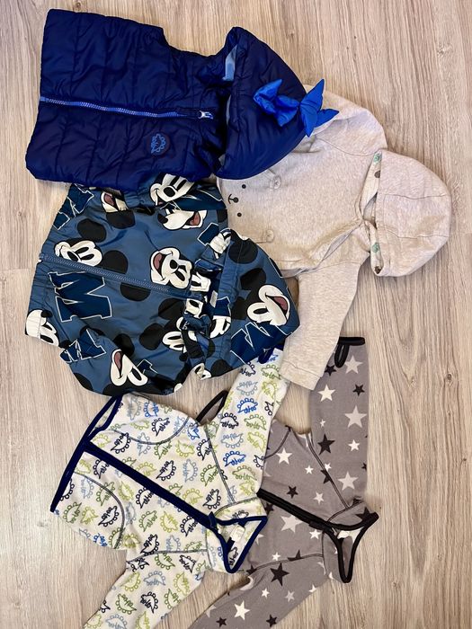Zestaw mega paka 8 szt polar bezrękawnik kurtka dla chłopca 68 h&m