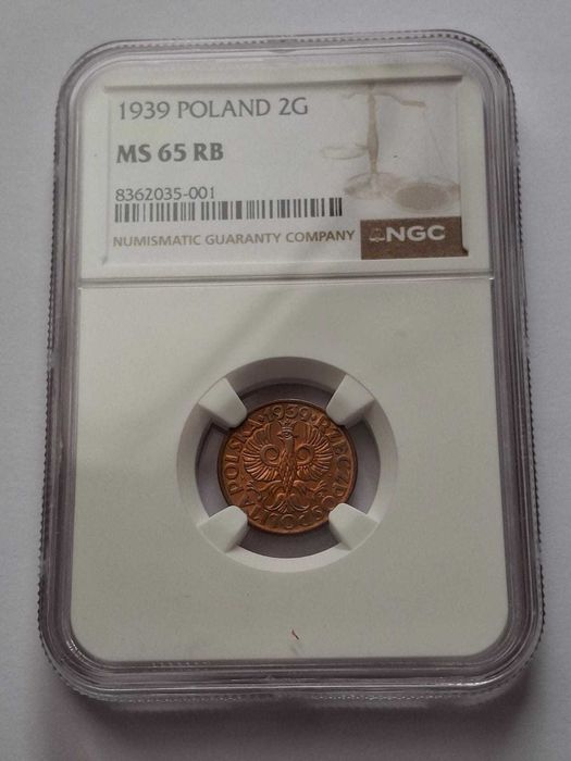 2 grosze 1939 w gradingu NGC MS 65 RB