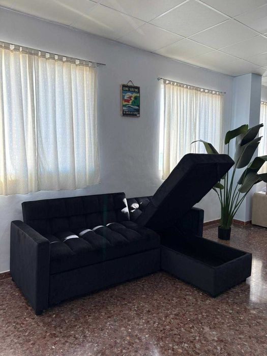 Sofa cama casal preto chaiselongue reversivel Envio gratis