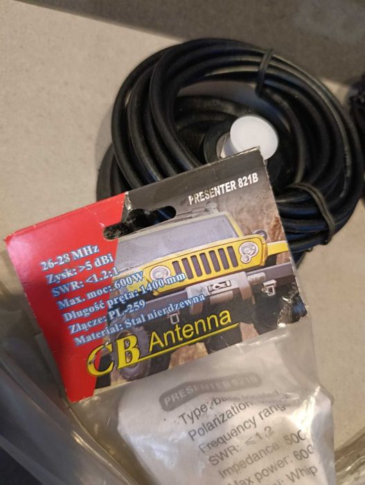 Antena CB 1400mm, magnes 14,5cm Zestaw  PRESENTER 821B