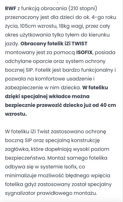 Obrotowy fotelik samochodowy BeSafe iZi Twist isize