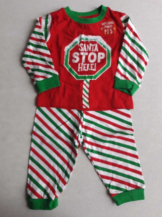 Піжама для мами та дитини Санта "Santa STOP Here" (р. 38-40, 6-9 міс)