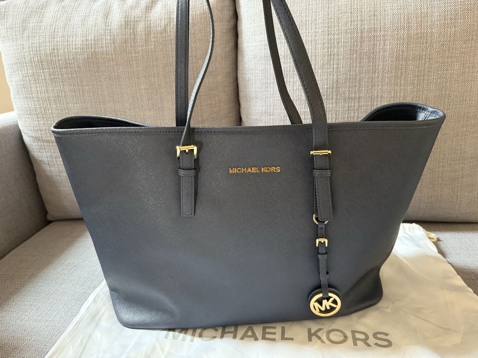 Torba shopper Jet lag, large, skóra, kolor navy Blue