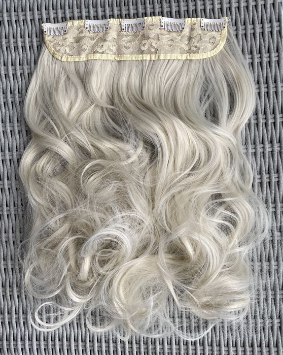 Premium Ultra włosy doczepiane, platynowy blond, clip in, loki 259.