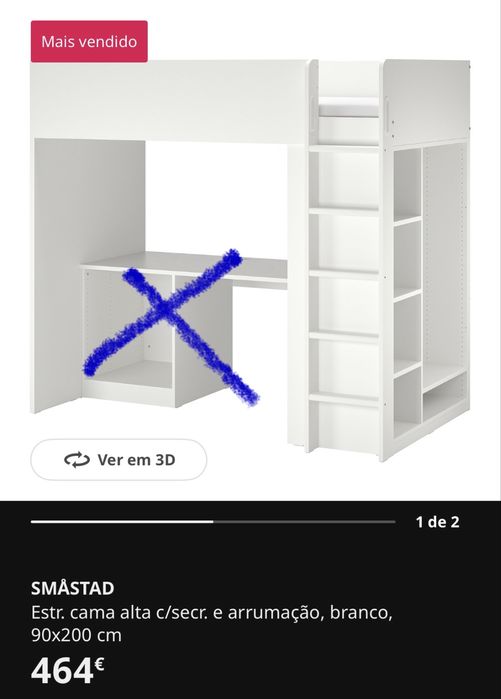 Ikea cama alta Smastad