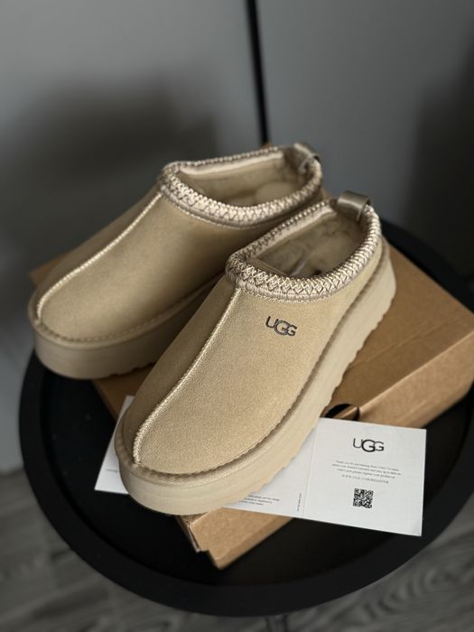 Ugg tazz бежеві замшеві угги капці тапки жіночі угі уггі