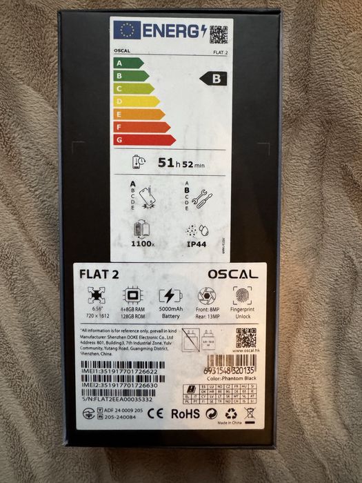 Смартфон Oscal Flat 2 4/128GB Phantom Black