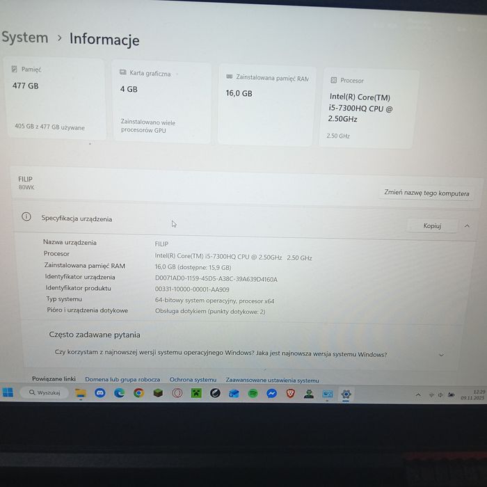 Laptop gamingowy legion