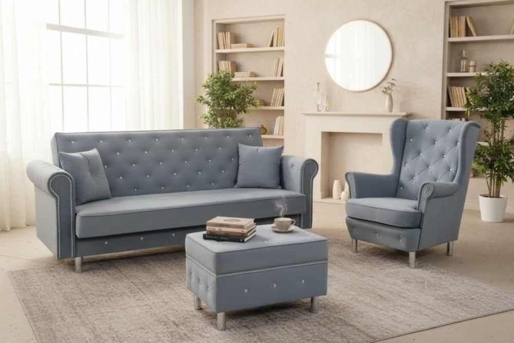 Kanapa Sofa Wersalka Komplet Glamour Komplet mebli Zestaw wypoczynkowy