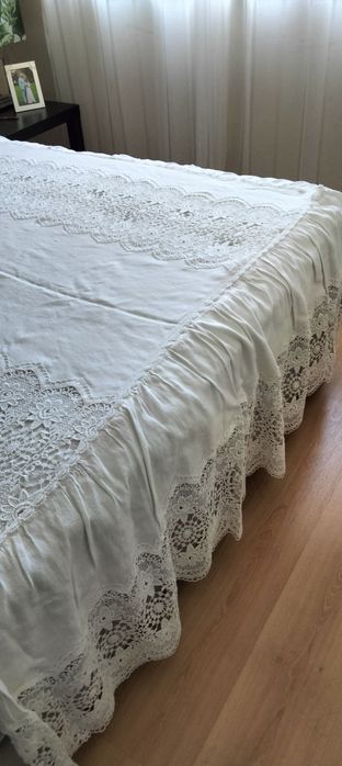 Colcha de cama casal em linho