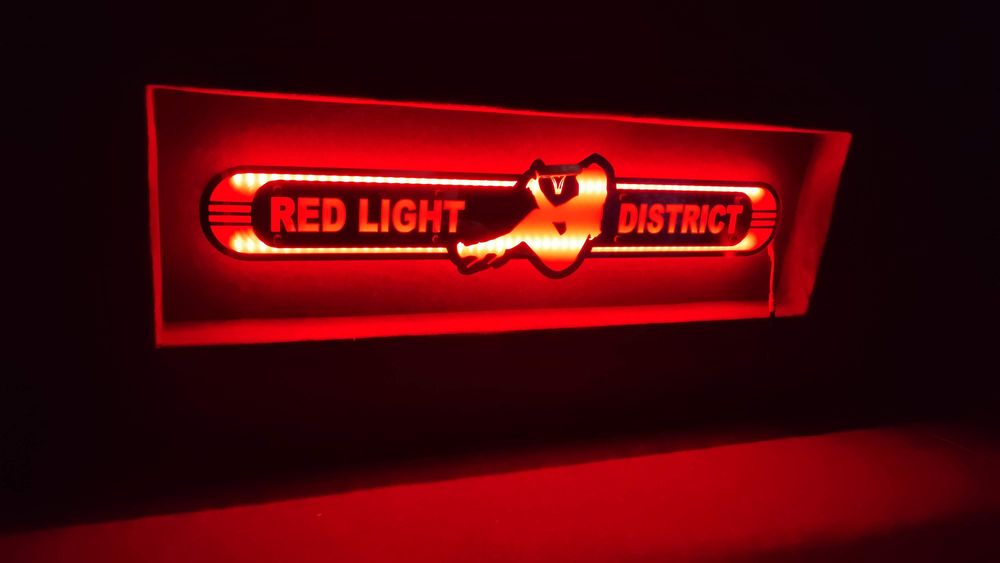 Red light district Lustro LED  na tylną ścianę TIR, łóżko D01-czerwony