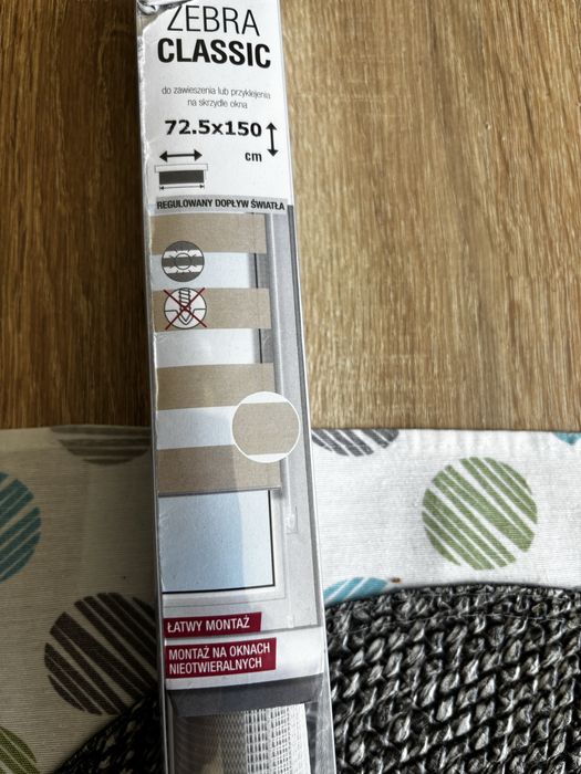Roleta GARDINIA zebra kolor szary 72,5 x 150 cm- nowa