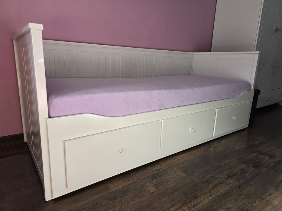 Łóżko rozkładane Hemnes Ikea 80/160x200 cm białe Materac gratis