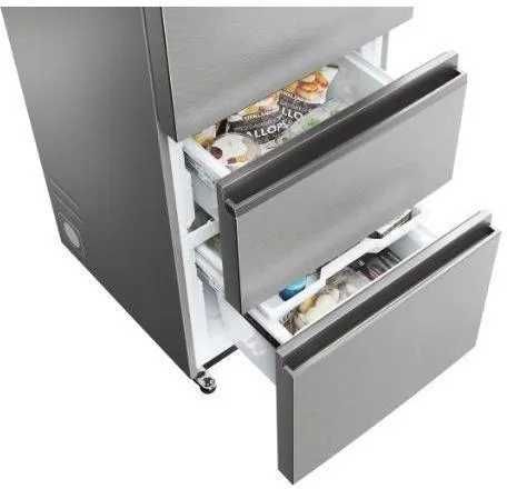 Lodówka Haier HTW5620DNMG z zamrażalnikiem dolnym 205 cm Srebrna