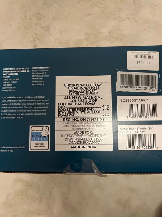 Marsúpio da marca Ergobaby - para bebé e criança, dos 3,2kg aos 20kg