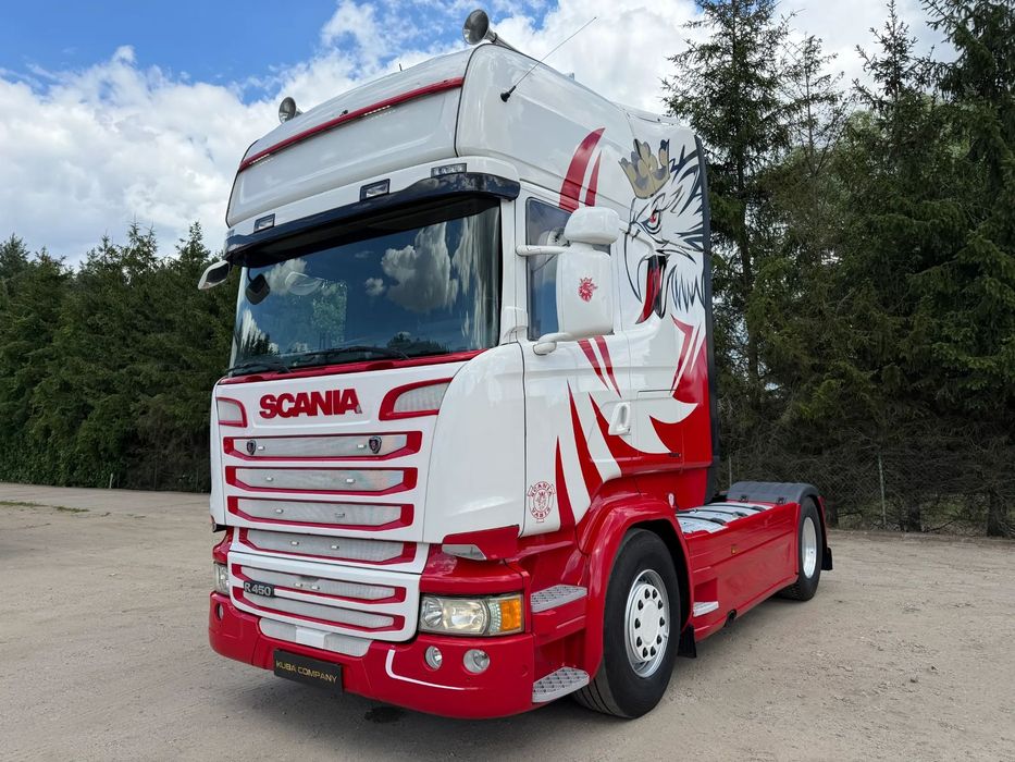 Scania R450 RETARDER / LED / KLIMA POSTOJOWA / MIKROFALA / ALUFELGI / ZBIORNIKI 1200 L / FULL SPOJLERY / NAWIGACJA / ŚLICZNA SCANIA / OD NOWOŚCI SPALANIE TYLKO 27 L / 11.2016 ROK !!  ŚLICZNA SCANIA / Mikrofala / Alufelgi / Zbiorniki 1200 L / 11.2016 rok