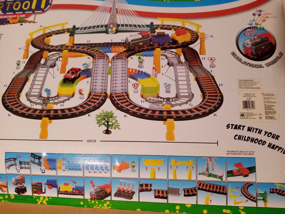 tor samochodowy i kolejka w jednym, pojazdy, oryginalny karton