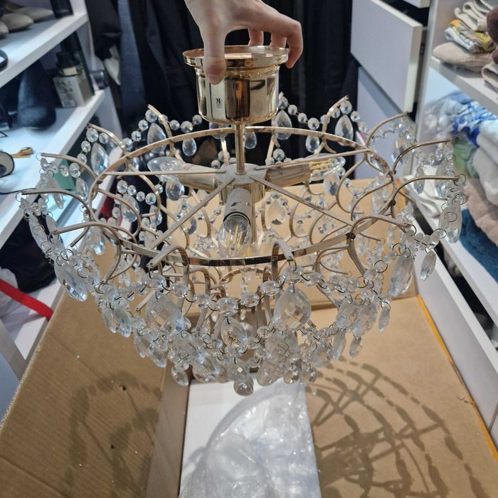 Żyrandol Rosendal złoty Markslojd kryształowy