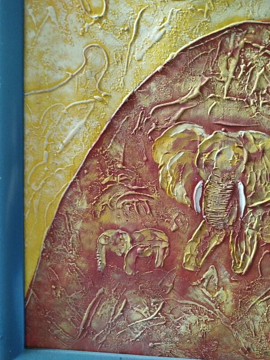 Tela  com motivos africanos 73 cm x 63