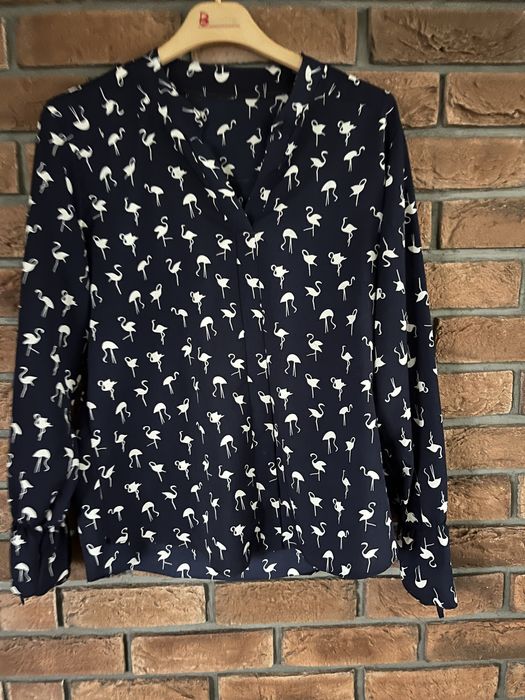 Granatowo biała bluzka we flamingi rozmiar M