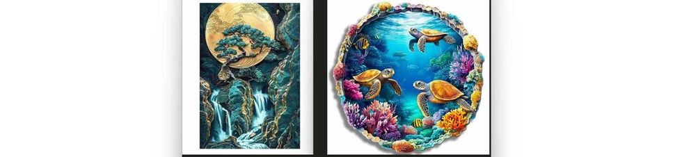 2 x Puzzle Motyw wody Wodospad Podwodny świat Drewniane A5 Mikołajki