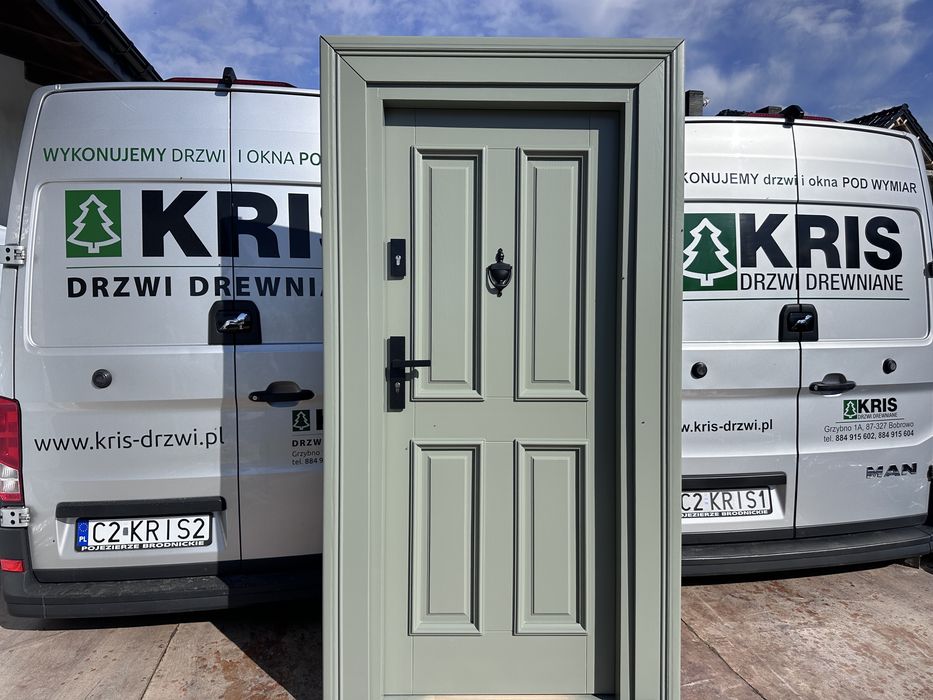 Drzwi zewnętrzne drewniane Amerykańskie klamka schlage na wymiar