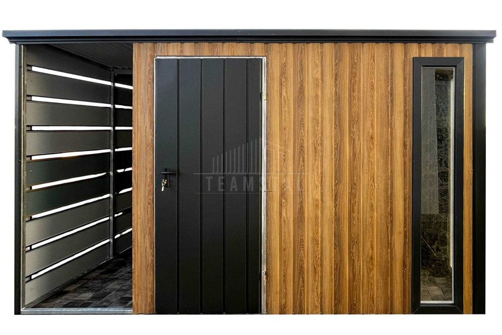 Schowek - Domek ogrodowy 3x2,5m - wiata 0,5m - drzwi - 2 x okno TS1200