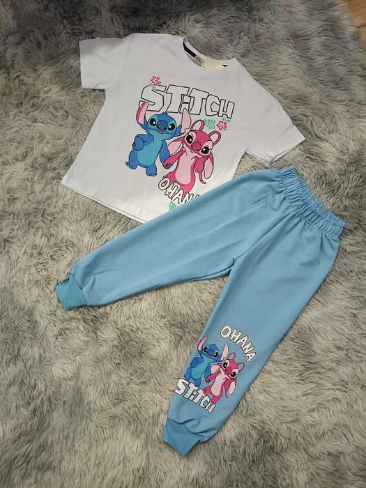 Komplet , dres zestaw stitch spodnie + koszulka t-shirt bluzka rozmiar 92/98