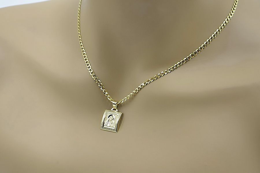 Złoty medalik Bozia z łańcuszkiem pancerką pm001y&cc001y K