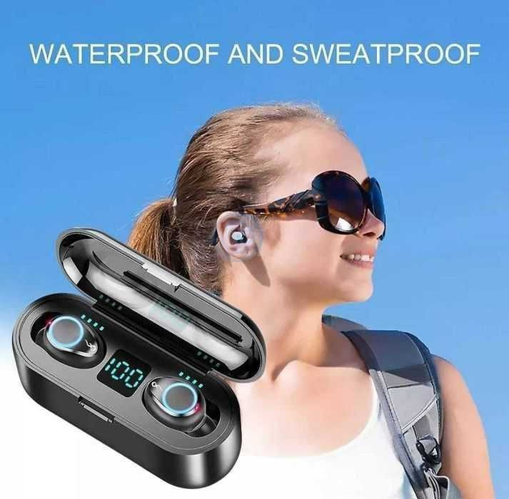 Беспроводные Bluetooth Наушники Amoi F9 Black с Зарядным Кейсом