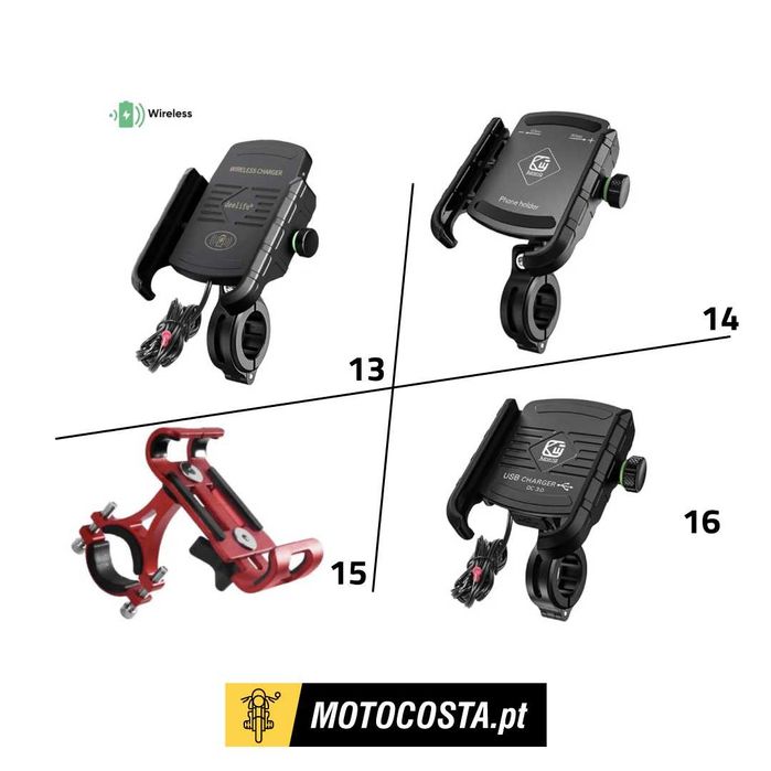 Suportes Telemóvel Moto - Carregamento Sem Fios e USB - MOTOCOSTA